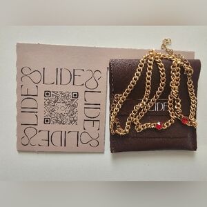 SLIDE Gold Necklace with Red Accent